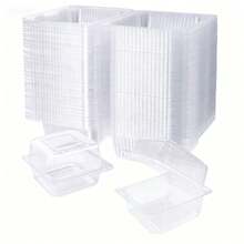 Caja de plástico rectangular transparente desechable con tapa, envase de embalaje para repostería, pasteles, rollos suizos, mochi y ensaladas de verduras - transparente - Ver 11