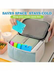 Reusable Ice Packs, Suitable For Camping, Travel And Picnics - Durable High Index Plastic, Portable Freezer Blocks, Applicable For Food And Lunch Boxes (Random Color) - Multicolor - View 7