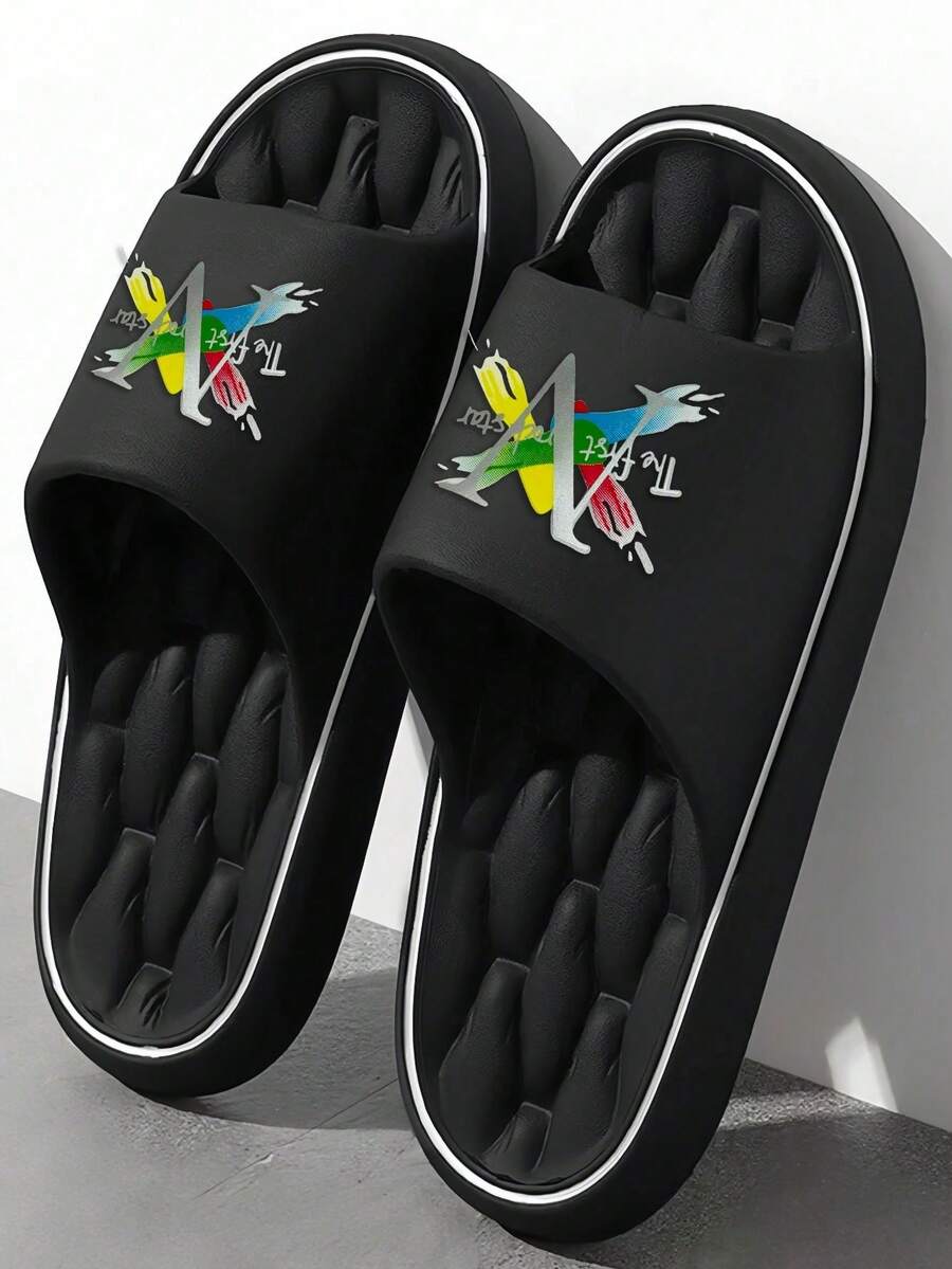 Spring/Summer INS Style Slides, Versatile And Comfortable, Quiet And Durable Sole, Essential For Home, Hotel, Office, Outdoor Hiking, Lightweight And Long-Wear Without Foot Fatigue, Unisex - Black - View 1