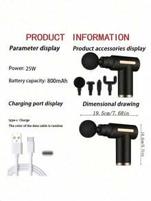 Pistola de masaje muscular portátil, adecuada para masaje de Body completo, equipada con pantalla táctil LED, ajuste de velocidad, recargable y 4 cabezales de masaje reemplazables. Fascia Gun - Silla de masaje muscular - Martillo eléctrico mini multifunción de grado terapéutico profesional, adecuado para masaje de percusión en hombros, cuello, cintura, espalda y otras áreas. Una idea de regalo única y genial para ella, también una opción ideal para sets de regalo. - Multicolor - Ver 9