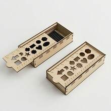 Wooden Style Stationery Storage Pen Holder - Multifunctional Pen Holder Set Includes Wooden Drawing Ruler Set - Geometric Pattern Hollow Template - Creative Ruler Pen Holder - Back To School Handmade Drawing Tools - Multicolor - View 3