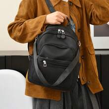Lightweight Fashionable New Versatile Large Capacity Casual Backpack Travel Bag - Black - View 2