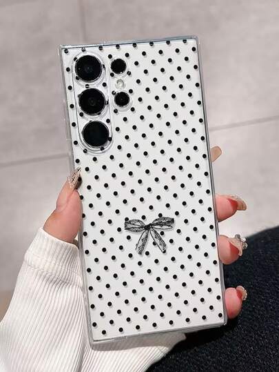 1個波點蝴蝶結彩繪加厚防震保護手機殼，適用於 Galaxy A27/A37/A57/A17/A07/S26/S26PLUS/S26 Ultra, Galaxy S25/S25PLUS/S25 Ultra/A16/A36/A26/A56/A50/A12/A32/A52/A72/A51/A21S/A13/A14/S24/S24PLUS/S24Ultra,S22/A52/A53/A54/A55, 適用於 11/12Pro/12/12X/13Pro/14Pro/15Pro/, 適用於Redmi 10/9/Note9/12c/Note11pro/Note8Pro