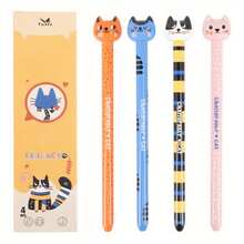 4pcs Funny Meow Gel Pen, Cute Cat Shaped Flick Retractable Pen, Stress Relief Quick-Dry CS Tip Study Pen, Quick-Dry Ink, Great For Stress Relief While Using, Perfect For Kids, Daily Study Use - Multicolor - View 8