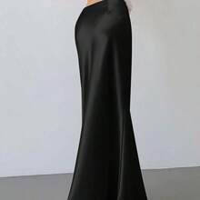 Yunuo Menswear  vestido largo de satén dorado de cintura alta con estilo de sirena, perfecto para una cita romántica - Burdeos - Ver 3