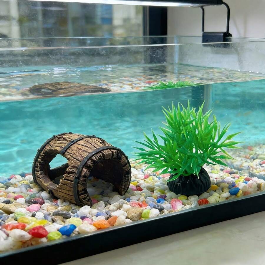 3 piezas Decoraciones de acuario de resina: cueva, escondite para camarones, acuario, accesorios para tanque de micro ecosistema, lugares para esconderse, decoraciones de paisaje acuático. Perfecto para peces, guppies, bagres y camarones - Acuario feliz - Ver 1
