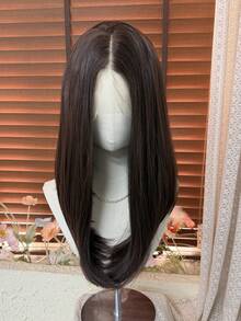 [MONEET SECRET] 13*4 Chocolate Brown 14inch Stright Synthetic Lace Adults Wigs Middle Part Natural Wave Wig Heat Resistant Cosplay Party Daily Wig For Women And Girls - Chocolate Brown - View 6