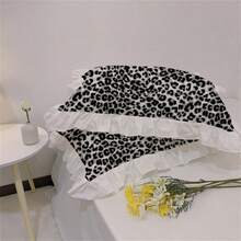 2pcs/Set Ruffle Print Pillowcases, Comfortable Breathable Skin-Friendly Soft Machine Washable, Ruffle Princess Style Pillowcases (Pillow Inserts Not Included), Simple Elegant, Suitable For Student Dorm, Bedroom, Hotel Bedding, All Seasons - Black - View 5