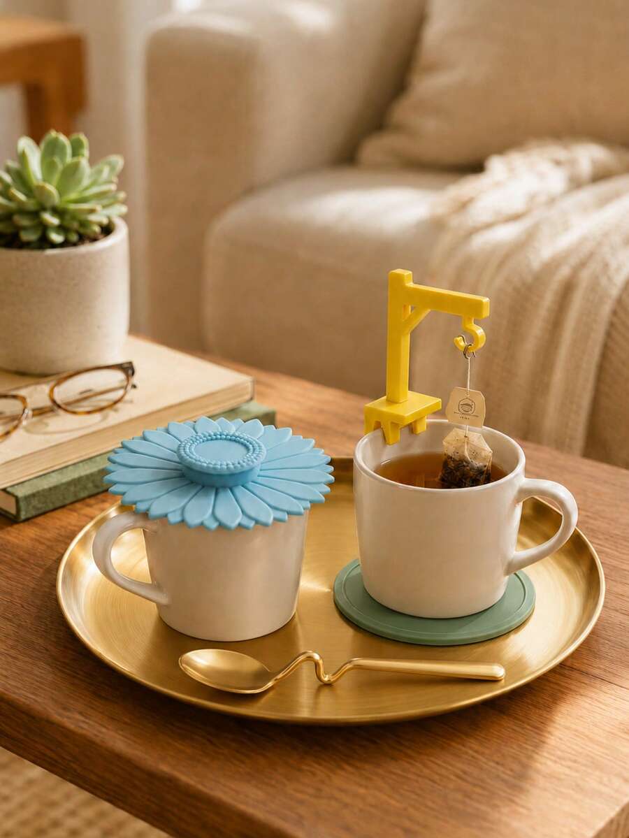 5pcs Creative Tower Crane Desk Ornament Set With Silicone Mat & Stainless Steel Tray - Multicolor - View 1