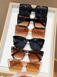 6pcs Women's Plastic Aviator Glasses, Unique Double Beam Design, Colored Lenses, Personalized Retro Fashion Glasses Set, Suitable For Outdoor Driving, Golf, Beach And Other Occasions - Multicolor - View 9
