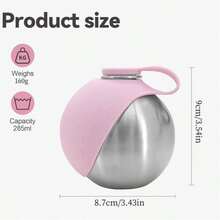 Portable Cat And Dog Water Bottle 285ML Stainless Steel Travel Dog Water Dispenser With Bowl Anti Overflow Small Dog Water Bottle, Suitable For Walking And Hiking Small Cats And Dogs Water Bottle (2 Colors Optional) - Pink - View 2