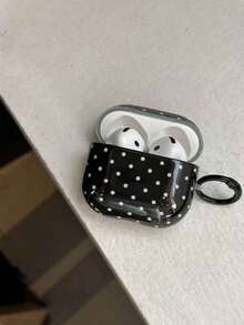 1pc Black/White/Pink/Blue/Pink Gray/Yellow Korean Style Minimalist Solid Color Small Polka Dot With Hanging Ring Earphone Case Compatible With Airpodspro3 New Airpodspro2 Protective Cover Pro Cute Apple Airpods4 Minimalist Airpods3 Personalized 1/2 Generation Girls Earphone Case Protective Cover - Multicolor - View 4