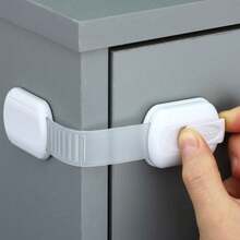 10/5/1pc Drill-Free Child Safety Drawer Lock, Baby Anti-Pinch Anti-Opening Home Cabinet Safety Buckle, Universal Refrigerator Protective Lock [Essential Child Safety] Anti-Pinch Protection Buckle, Durable Material And Easy To Install, Multi-Functional Lock Suitable For Cabinets, Refrigerators And Bathrooms - Buckle - View 5