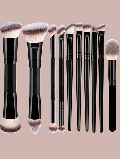  YZIMENG 6/7/10pcs Makeup Brush Set Foundation Brush, Blush Brush, Powder Brush, Contour Brush, Highlighter Brush, Eyeshadow Brush, Eyebrow Brush, Blending Brush, Eyeliner Brush, Soft Fiber, Easy To Carry, Portable Makeup Tools, Travel Brushes, Suitable As Gift For Women And Girls