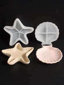 Starfish Shell Conch Tray Silicone Mold, DIY Plaster Cement Resin Casting Ocean Theme Style Mold, Silicone Candle Holder Mold, DIY Handmade Silicone Jewelry Tray Mold, Home Desktop Decoration - Multicolor - View 7