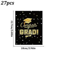 9pcs/27pcs Set Graduation Wine Bottle Labels, Black & Gold Congratulations Graduation Stickers, Graduation Party Wine Bottle Decor - Multicolor - View 6