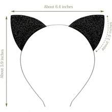 Glitter Ears Headband Halloween Fancy Dress Woman Hairband Cosplay - negro - Ver 3