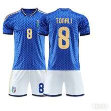 Maillot de football domicile de l'Italie pour la Coupe du monde 2026, numéro 8 Tonali, numéro 14 Chiesa - Numéro 1 Gianluigi Donaruma - Voir 9