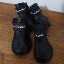 Waterproof Anti-Slip Dog Rain Boots, Adjustable Anti-Slip Pet Boots, Small Dog Rain Day Outdoor Walking Paw Protection Shoes - Black - View 11