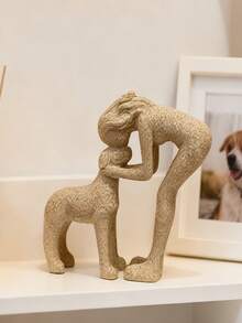 Estatua de resina de niña y perro - Acabado de piedra arenisca falsa - Recuerdo de una amistad conmovedora - Adecuado para uso en interiores y exteriores - Decoración de escritorio y jardín - Un deleite para los amantes de las mascotas - Regalo creativo para cumpleaños, Navidad y días festivos - Chica amante de los animales - Ver 6