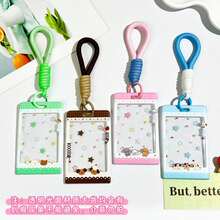 Cute Animal Transparent Card Holder, Embossed Photocard Sleeve With Keychain - 紫色綁帶蝴蝶+2.7皮條白鑰匙圈 - 查看 2