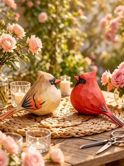1pc Cardinal Bird Resin Sculpture, Wood-Carved Style Northern Cardinal Figurine, Durable Resin Statue For Living Room, Bedroom, Shelf Decor, Natural Wood Grain Finish Adds A Warm, Rustic Touch To Any Cozy Home.Suitable For Garden, Lawn, Potted Plants, Patio, Porch, Furniture Decor, Funny Hippie Decor, Great Gift