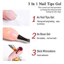 Mtssii 10ml 3 IN 1 Nail Tips Gel Multi-Function UV/LED Soak Off Nail Gel For Soft Nail Tips, Strong Adhesive Rhinestone Gel & Base Gel All-In-One Nail Art Varnish, Long Lasting Easy To Remove Nail Extension Gel For DIY Manicure Salon - 8ml - View 8