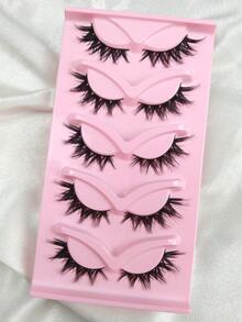 5 Pairs Cat Eye False Eyelashes Black Band Eyelash Extension Strip Eyelashes - Black - View 6