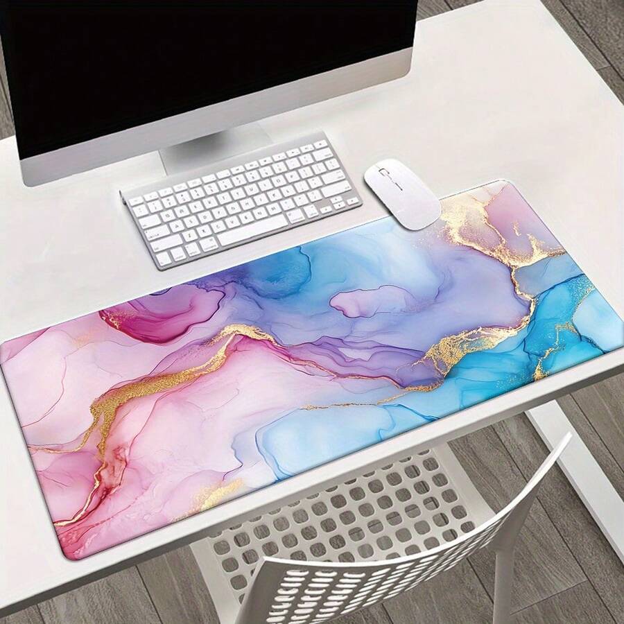 1 pieza Alfombrilla de ratón para juegos extra grande - Con un diseño de patrón abstracto púrpura, base de goma, alfombrilla de escritorio rectangular antideslizante, bordes cosidos con precisión, lavable, alfombrilla de ratón para PC de esports antideslizante - Tapete para ratón - Ver 1
