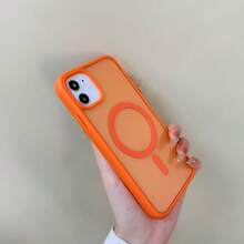 Semi-Transparent Frosted Texture Magnetic Wireless Charging Protective Case For IPhone 11, 12, 13, 14, 15 Pro Max, 16 Pro Max, 17 Pro Max, 17e - Orange - View 4