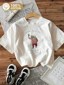 Extra Large Spring/Summer Tops, 100% Cotton, Women's Short Sleeve T-Shirt, Funny Cartoon Frog Print, Solid Color Crew Neck, Soft And Comfortable, Casual Wear, Streetwear, Y2K, Beach, Graduation Party, Holiday, Top, Summer, Spring, T-Shirt, Gym, Sports, Party Top, Blouse, Roman, Vintage, Carnival, Valentine's Day, May, Women's Tops, Women's Tops, Spring Set, Sweater, Women's Winter Clothing, Women's Summer Clothing, Funny T-Shirts, Holiday, Beach, Casual, Cute Tops, Black Tops, White Tops, Summer Tops, Women's Spring, Women's Easter Clothing, Carnival, All Seasons, Office/Living/Home/Minimalist, Western Women, Sets, American Retro Style, Unisex, Outerwear, Autumn, - White - View 1
