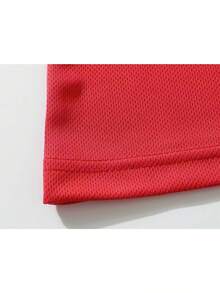 Camiseta de hombre, camiseta deportiva de verano para hombre, tejido de punto microelástico, camiseta estampada, corte regular, ropa microelástica, camiseta con estampado gráfico, estilo cas - Rojo - Ver 3
