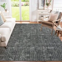 Neutral, Modern Rug For Living Room – Machine Washable, Soft Short Pile Rug – Non-Slip, Thin Rug For Bedroom, Dining Room, Kitchen - Dark Grey - View 3