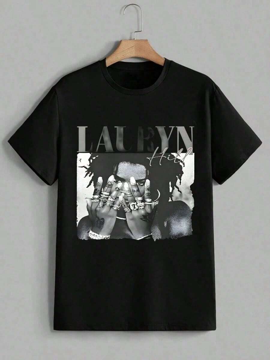 Vintage 90s Singer Lauryn Hill Music Graphic Tee, Casual Digital Print, 100% Heavy Cotton, Sizes S-3XL, A Surprise Gift For Family And Friends. - 後B - 查看 1
