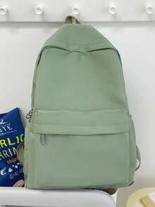 Large-Capacity Solid-Color Men's Backpack, Fashionable And Simple Travel Bag, Suitable For Casual Use, Japanese Style,Academic Style,Commuter Backpack, Unisex - Multicolor - View 11