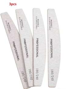 50pcs 180/240 Grit Double-Sided Nail Files, Washable, Reusable, Suitable For Natural And Acrylic Nails, Home And Nail Salon Use - Grey - View 4