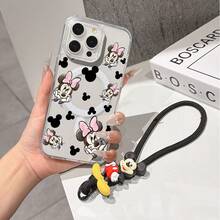 This Disney Mickey Mouse Pattern Lanyard Phone Case Features A Strong Magnetic Closure And Full Coverage Of Acrylic And TPU Material. It's Shockproof, Lightweight, And Suitable For IPhone17/16/11/13/15/15 Plus/15 Pro/15 Pro Max/12/14 Pro Max/11 Pro Max/12 Pro/12 Pro Max/13. It's A Popular Birthday Gift, Business Gift, Durable, Stain-Resistant, And Fingerprint-Resistant New Phone Case For Men And Women. It Also Includes A Mickey Mouse Phone Case And Mickey Mouse Doll Bracelet. Compatible With SamsungGalaxy S20, S21, S22, S23, And S24 Series. It's The Perfect Gift For Friends And Family. This Stylish Phone Case Is Fun, Lightweight, And Durable. IPhone17 Pro Max Phone Case, Minnie Phone Case. - Black - View 8