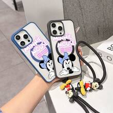 This Disney Mickey Mouse Pattern Lanyard Phone Case Features A Strong Magnetic Closure And Full Coverage Of Acrylic And TPU Material. It's Shockproof, Lightweight, And Suitable For IPhone17/16/11/13/15/15 Plus/15 Pro/15 Pro Max/12/14 Pro Max/11 Pro Max/12 Pro/12 Pro Max/13. It's A Popular Birthday Gift, Business Gift, Durable, Stain-Resistant, And Fingerprint-Resistant New Phone Case For Men And Women. It Also Includes A Mickey Mouse Phone Case And Mickey Mouse Doll Bracelet. Compatible With SamsungGalaxy S20, S21, S22, S23, And S24 Series. It's The Perfect Gift For Friends And Family. This Stylish Phone Case Is Fun, Lightweight, And Durable. IPhone17 Pro Max Phone Case, Minnie Phone Case. - Blue - View 9