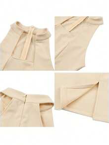 Women's Solid Color Elegant Party Zipper Shoulder Bag Strapless Dress For Date Night Summer - Apricot - View 3