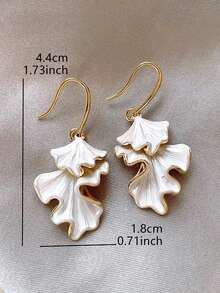 1 Pair Fashionable Exquisite Asymmetrical Leaf Shaped Unique Elegant Elegant Suitable For Daily Casual Gathering Dating Vacation Autumn/Winter Women's Earrings - Golden Yellow+White - View 6