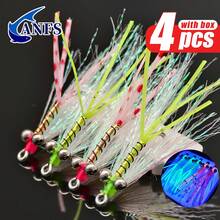 ANFS 4pcs Crazy Charlies Fly Fishing Lures With Fly Box, Assorted Colors, Saltwater Fly Fishing Lures - Cool Fly Fishing Gift For Fly Fishing Enthusiasts - Multicolor - View 4