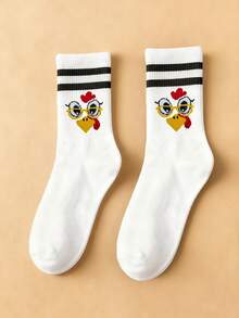 1/3 Pairs Men's Spring/Summer Creative Cartoon Chicken Soft Comfortable Versatile Outdoor Sports Mid-Calf Socks - Multicolor - View 9