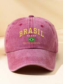 1pc Brazil Print Washed Baseball Cap, Classic Fashion, Soft Sweat-Absorbing Band, Adjustable Size, Lightweight Sun Protection, Versatile Classic Style, Suitable For Outdoor Sports, Football Matches, Daily Wear, Parties And Vacations, Perfect Gift For Friends And Family - A - View 16