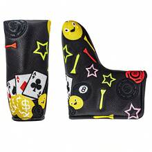 1個星色鉚釘撲克圖案葉片式推桿套，耐用穿孔材質，柔軟內裡高爾夫推桿頭套，耐候且易於清潔，完美適配大多數葉片式推桿，高爾夫愛好者的理想高爾夫禮物 - 彩色 - 查看 4