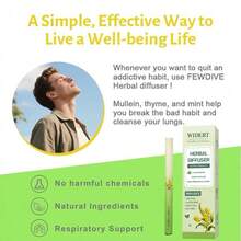 WIDERT Herbal Diffuser Sticks Upgraded - Thyme & Mint Extract - Designed For Lung Detoxification And Oral Freshness - Soothing Relaxation Sticks - Non-Electronic Personal Fragrance Accessory - 薄荷 - 查看 3