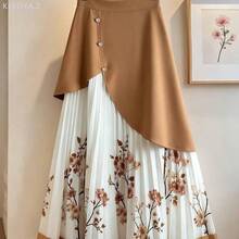 Soqi Women's Clothing  Falda de patchwork floral, falda elegante y encantadora para mujer - Multicolor - Ver 2