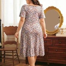 dagjydgfyja Côtesoire Camisón largo de punto floral elegante y romántico estilo francés, talla grande - Multicolor - Ver 3