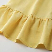 dagjydgfyja  Vestido elegante de media longitud con cuello en V con volantes y ajustado para vacaciones para mujer de talla estándar - Amarillo - Ver 5
