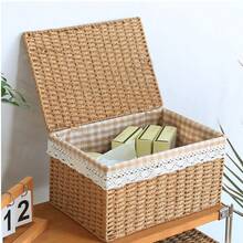 1 buah Kotak Penyimpanan Anyaman Buatan Tangan, Organizer, Keranjang Gaya Bohemian untuk Dekorasi Rumah, Ruang Tamu, Kamar Tidur, Lemari, Aksesori Furnitur, Hadiah - View 3