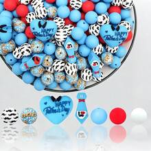 3D深色愛心咖啡杯矽膠珠組 藍色愛心父親節主題 3D矽膠珠組 用於手鍊、掛繩、珠筆、手鍊手工藝禮品 - 愛心矽膠組合 - 查看 3